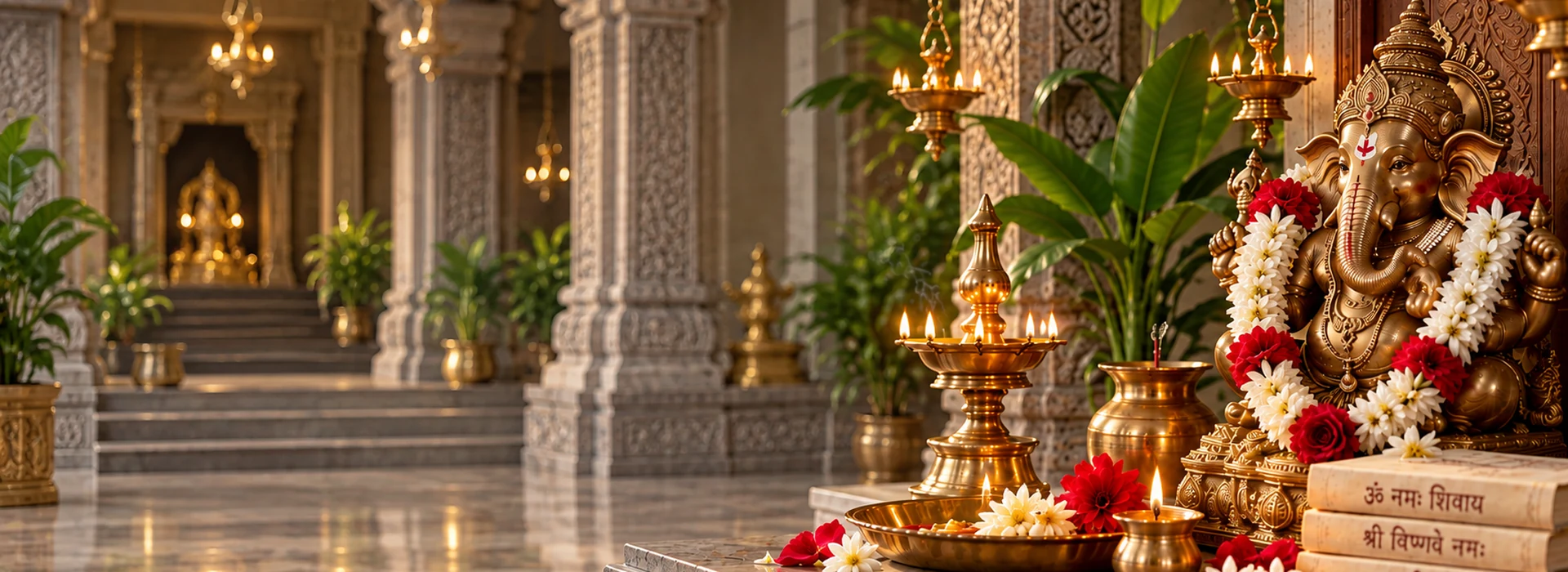 Sacred temple and devotional setting